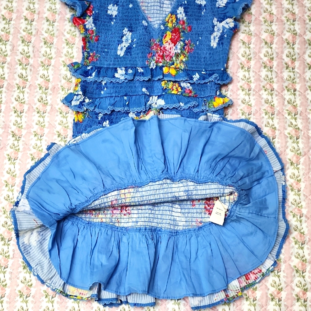 Loveshackfancy ๐ Sonora Smocked Floral Blue Ruffle Dress S - Picture 12 of 16